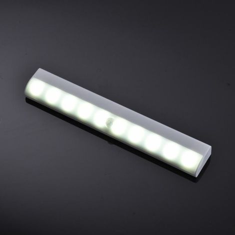 Lampe LED pour placard, détecteur de mouvement, 10 LED, à coller partout, éclairage sous meuble, veilleuse portable, barre lumineuse chaude/froide pour placard, armoire, penderie