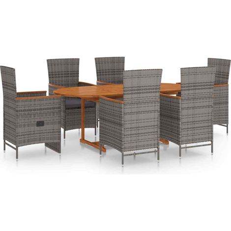 Ensemble repas de jardin 7 pcs Contemporain, Ensemble de salle à manger de jardin Résine tressée Gris OIB4338E (1/5)