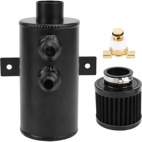 Bidon d'huile avec vanne de vidange et filtre 10 AN universel à chicane 2 ports aluminium 750 ml noir (1/5)