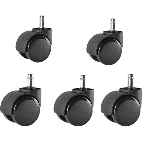 Jeu de 5 Roulettes de chaises de bureau 10 mm x 22 mm - - Roulettes pour sols durs jusqu'Ă 175 kg - - Roues pour chaises pivotantes - - Installation facile sans outils (1/4)