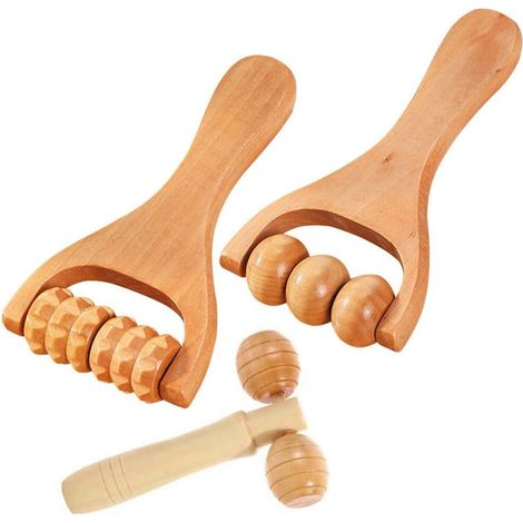 Rouleau de massage en bois pour les pieds, le dos, le cou, les épaules, pour détendre les muscles et les fascias, 15 x 15 x 15 cm (1/5)