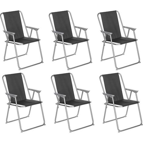 Lot de 6 Chaises de Camping Pliantes "Grecia" 74cm Noir (1/2)