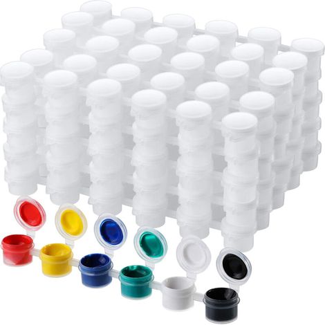 Lot de 50 godets de peinture Tomma transparents, pots de mélange couleur avec mini-cuillères, 300 pièces, capacité 3 ml / 0,1 oz (1/5)