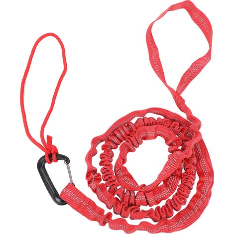 Corde de remorquage pour vélo, en nylon élastique haute résistance, portable, pour VTT et autres activités de plein air (rouge). (1/5)