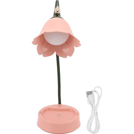 Lampe de Bureau LED 3W Tactile 3 Niveaux Pliable en Forme de Pétale Lumière de Table USB 5V Rose (1/5)
