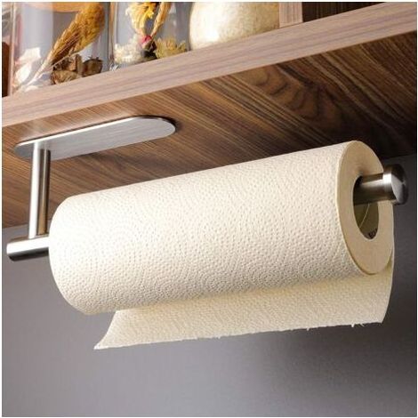 Litzee – Porte-rouleau de cuisine sans perçage – Acier inoxydable SUS-304 – Installation adhésive – Pour rouleaux jusqu'à 34 cm (1/5)