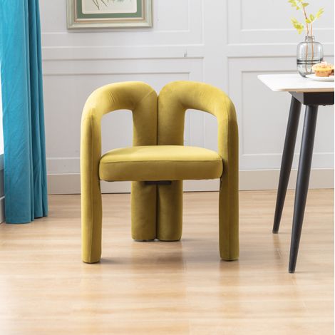 Silla comedor acolchada de terciopelo suave verde oliva OKMYHOME (1/5)