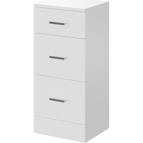 Alexander James Gloss White 350mm x 300mm 3 Drawer Storage Unit (1/5)