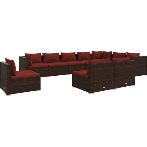 Maison Exclusive - 10-tlg. Garten-Lounge-Set mit Kissen Poly Ratt (1/5)