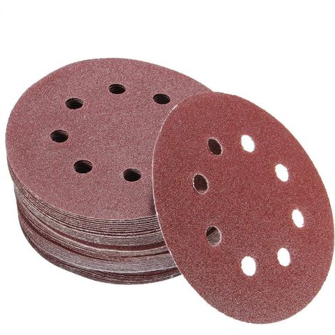 50PCS Plaques de ponçage, 5 pouces à 8 trous et 80 pouces en alliage et à boucles d'aluminium à base d'oxyde pour une ponceuse orbitale aléatoire (1/4)