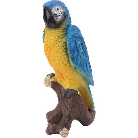 Statue de perroquet en résine, figurine de perroquet décorative en résine, sculpture d'extérieur en résine, ornement de jardin en résine, taille moyenne, bleu (1/5)
