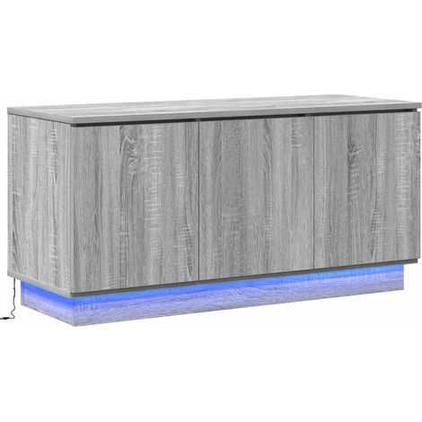 Mobile TV moderno con illuminazione LED portaoggetti 100 x 38 x 49 cm in legno ingegnerizzato grigio sonoma 020052205