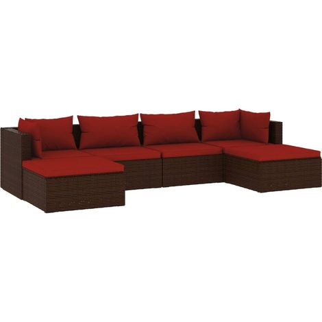 Salon de jardin 6 pcs Contemporain, Ensemble repas de jardin, avec coussins Résine tressée Marron OIB8111E (1/5)