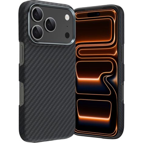 Funda para iPhone 17 Pro Max, fibra de carbono, compatible con MagSafe, color negro. (1/5)