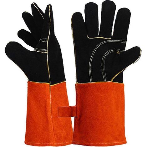 Gants en cuir, gants de soudure, gants de barbecue, gants de grillade pour four (1/4)