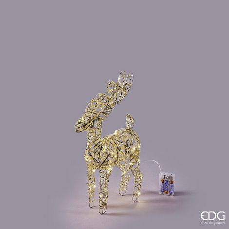 EDG Enzo De Gasperi Decoro Renna di Natale Led Intreccio 40 MicroLed  H 37 Cm L 25 Cm L 12 Cm  IP20 Gold