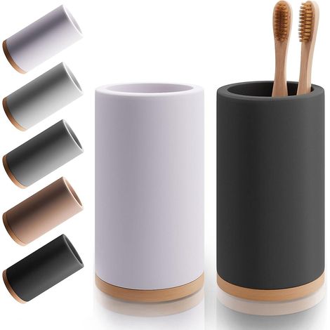 Porte-brosse à dents en bambou et diatomite - Rangement pour petite salle de bain et comptoir, Sta (1/5)