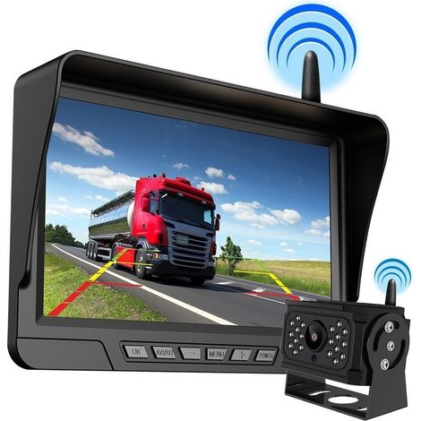 Caméra embarquée 7 pouces, image de recul à 360 degrés, avec caméra infrarouge sans fil pour camions, SUV et berlines (1/5)