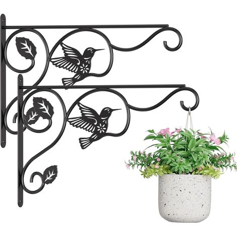 Supporto per piante – Gancio per piante – Gancio per vaso di fiori – Gancio da parete – Set da 2 – Acciaio inossidabile – Per piante sospese, mangiatoie per uccelli, lanterne – Giardino, balcone, pati (1/5)