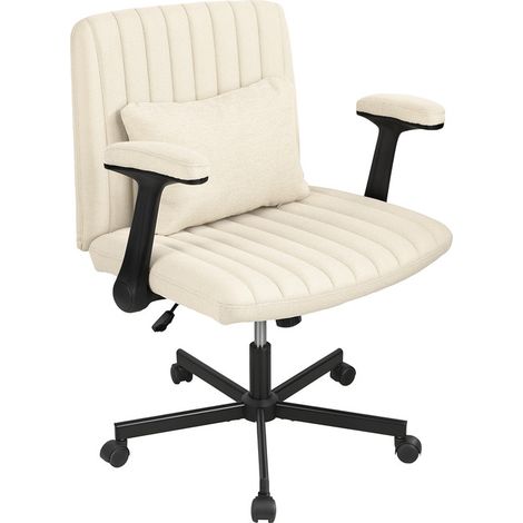 FIANAO - Chaises de bureau - Fauteuils - Conception de support ergonomique - Chaise d'ordinateur avec accoudoirs réglables, blanc (1/5)
