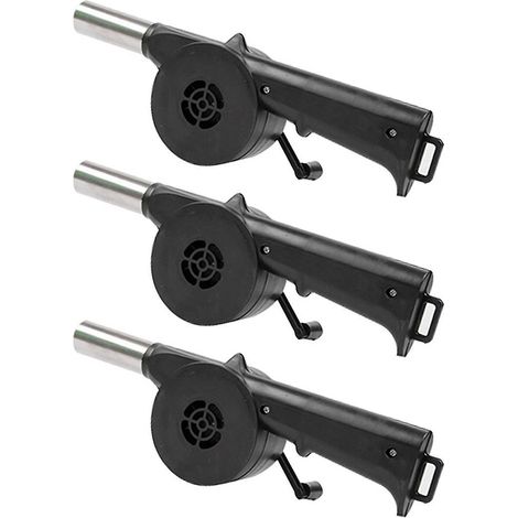 Lot de 3 ventilateurs manuels pour barbecue, souffleur d'air pour barbecue et pique-nique, avec manivelle et outils de cuisson. (1/5)
