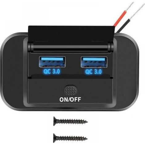 12V Prise Chargeur USB de Voiture 36W Double QC3.0 USB avec Interrupteur Étanche pour 12V/ 24V Voitures Bateaux (1/5)