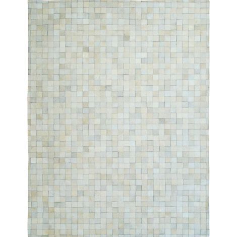 CUIR MOZAIQUE - Tapis en cuir naturel recyclé mosaïque blanc 120x170