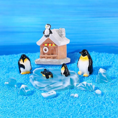 Figurine Pingouin - Sculpture Résine avec Scène Miniature Iceberg - Décoration Bureau Étagère Intérieur - Lot de 1 (1/4)