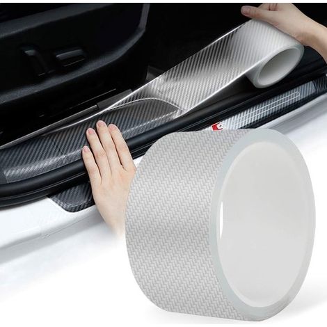 Strisce protettive per battitacco, 5 cm x 10 m, protezione battitacco auto, protezione portiere auto, adesivi di protezione paraurti, fibra di carbonio antigraffio W (1/5)