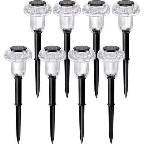 Lampes solaires d'extérieur - Lot de 8 lampes solaires de chemin en forme de champignon, blanc froid, étanches (1/5)
