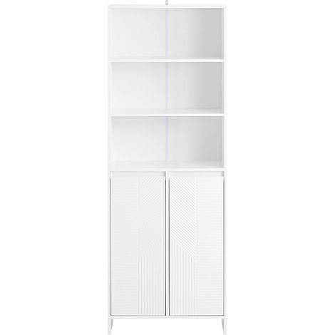 SoBuy Mobiletto Alto da Bagno con Cesto per Biancheria, Armadietto per Lavanderia Bianco 60x30x170cm BZR155-W (1/5)