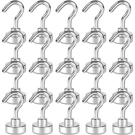 20er-Pack Magnethaken, 1,5 kg + starker Magnet mit Kühlschrankhaken, robuster Kreuzfahrthaken für die Decke, magnetischer Haken
