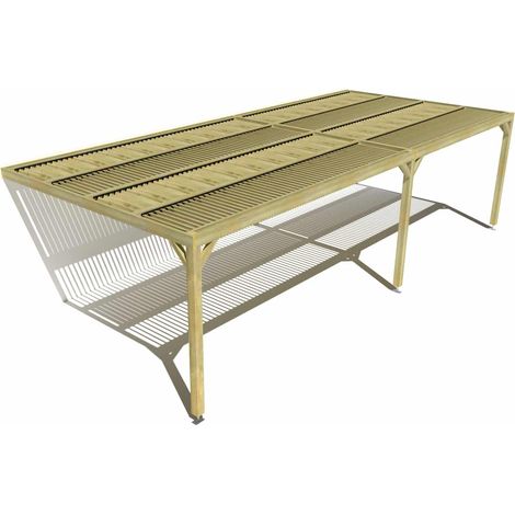 Pergola bois • 9m x 4m • adossée • sens largeur • lames orientables bioclimatiques incluses • livraison comprise (1/3)