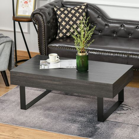 Mesa de centro con cajón y almacenaje, 110 x 60 x 40 cm, gris oscuro DESVIAE (1/5)