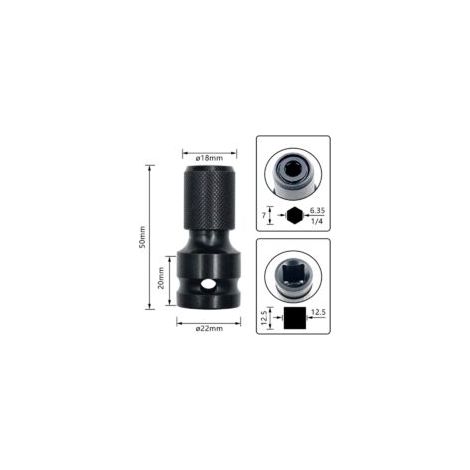 Adaptador de vaso hexagonal de 4 piezas, convertidor de puntas, negro, accionamiento cuadrado de 1/2", adaptador de vástago hexagonal, convertidor de vaso de accionamiento de 1/4", portapuntas para ll
