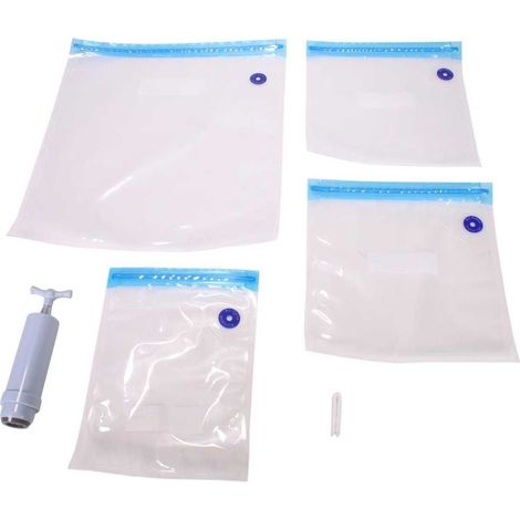 Lot de 4 sachets de conservation avec pompe vide d'air (1/4)