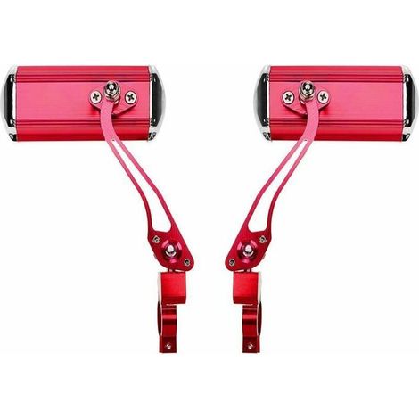 HONORNIC - Rétroviseurs de guidon de vélo de montagne (rouge), moto, conversion de vélo, miroirs en aluminium, réflecteurs de sécurité