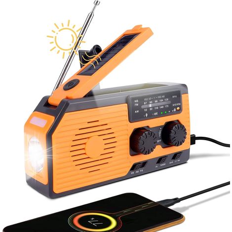 Filiyano-Radio solaire, radio de chantier, radio portable à manivelle, radio d'urgence (1/5)