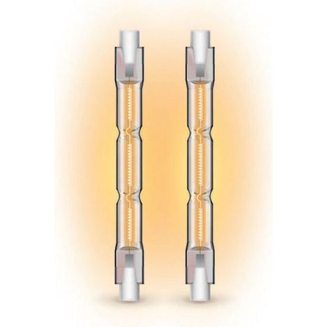Lot de 2 ampoules halogènes culot R7S,5w-500 Lumens,220v,2700k-Blanc chaud Dimmable-14x78mm-Ampoule transparente (1/3)