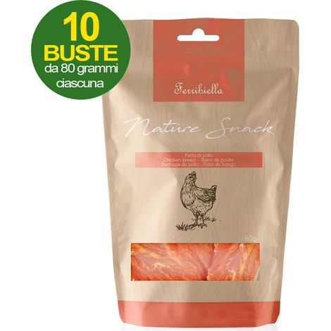 Nature Snack petto di pollo per cani 10 buste da 80 g cad