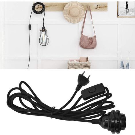 E27 Hanging Light Socket with Switch and Cable, Pendant Lamp, EU Plug 100-240V (1/5)