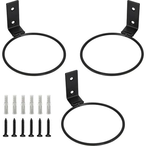3 Pièces Supports Muraux pour Pot de Fleurs Anneau de Support de Pot de Fleur Plante Exterieur Porte Pots Anneau Titulaire Pliable Support Jardinière Metal avec Vis pour Intérieure Extérieur (1/4)