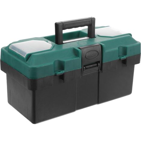 Boîte à Outils Portative en Plastique Noir, Étui Rigide de Transport de 14 Pouces, Design Spacieux et Portable pour Usage Électrique et Domestique (1/5)
