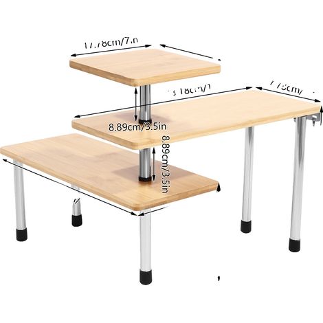 Organizador de especias, 3 niveles, diseño giratorio de 360°, color madera. (1/2)