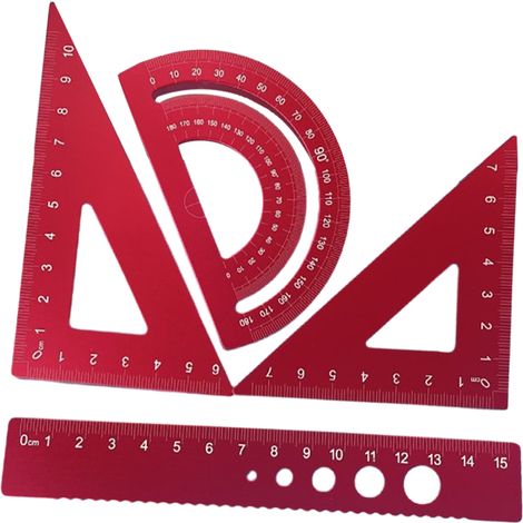 rapporteur en métal, règle en aluminium, équerre métallique, triangle, équerre de dessin, etc. (1/5)