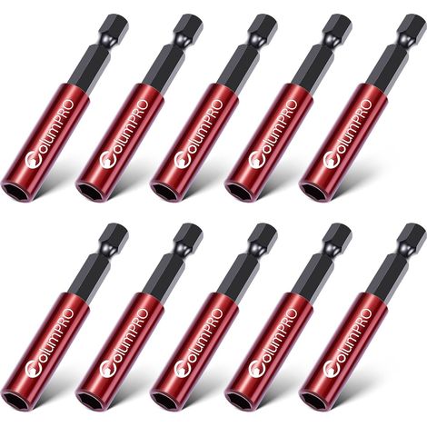 Lot de 10 porte-embouts magnétiques 60 mm S2 en acier 1/4" pour visseuse à percussion, porte-embout robuste, rallonge de tournevis sans flexion pour perceuse à percussion (1/5)