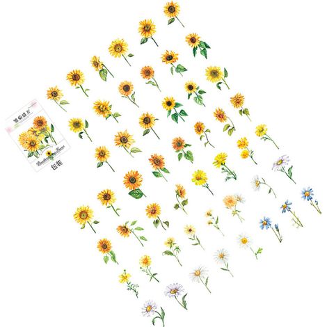 100 autocollants de fleurs, série « Mer de fleurs infinie », autocollants de fleurs et plantes en PET, matériel de bricolage, décoration, fleurs en émail (1/5)