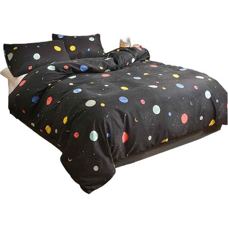 Housse de couette imprimée noire, 1 pièce, 150 x 200 cm (1/5)