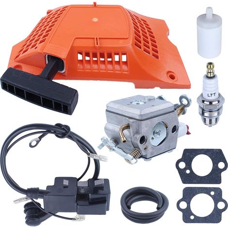 Adefol Kit carburateur Bobine d’allumage Lanceur à rappel pour Husqvarna 340 345 346XP 350 351 353 Zama C3-EL18 Tronçonneuse (1/5)