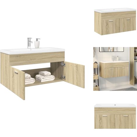 Armoire lavabo de salle de bain et bassin intégré chêne sonoma - Armoire Lavabo De Salle De Bain - Armoires Lavabo De Salle De Bain - Placard Lavabo De Salle De Bain - Meuble Lavabo (1/5)